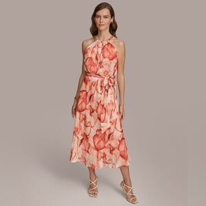Size 12 halter neck sleeveless a-line midi dress from Donna Karan